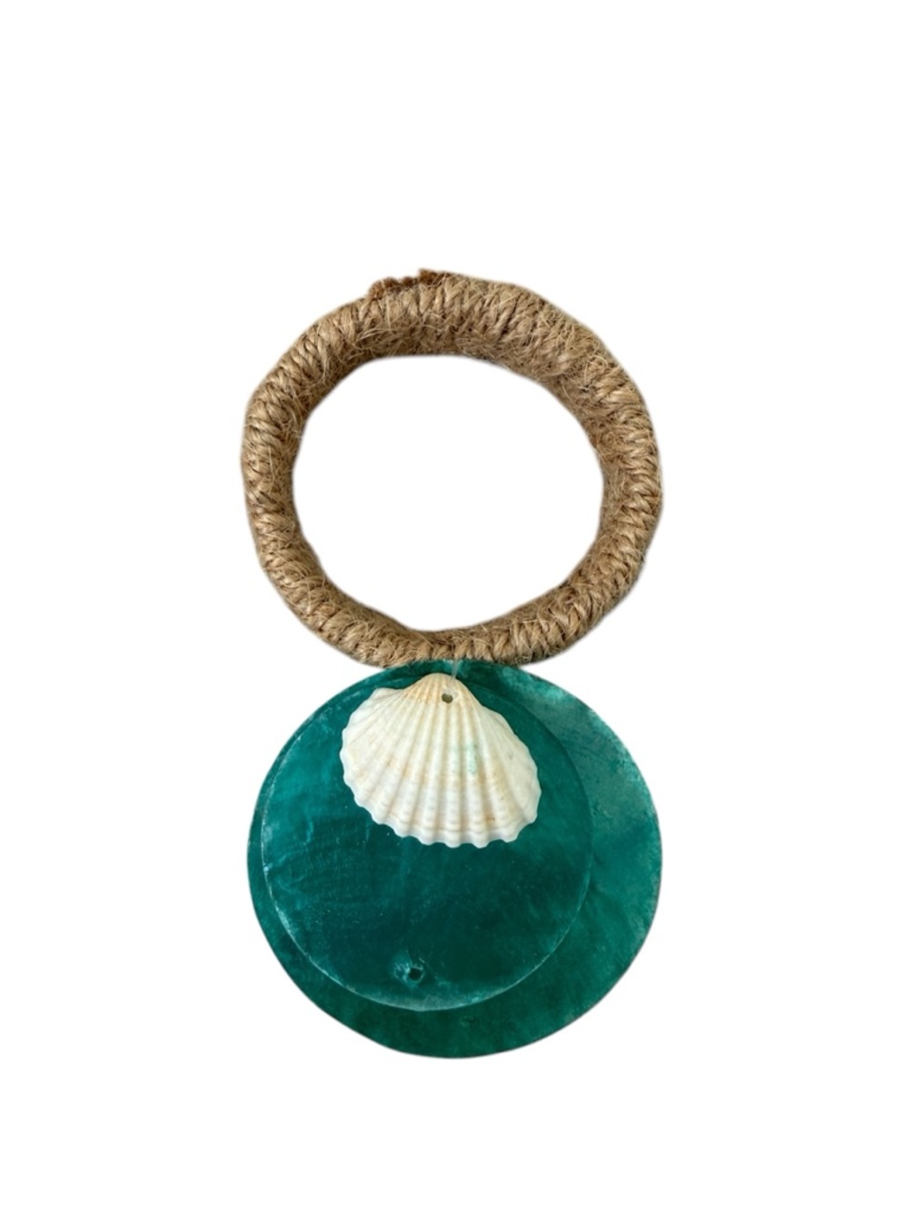 SET OF 8 SEASHELL AND JUTE NAPKIN RINGS!! NEW IN BOX!!